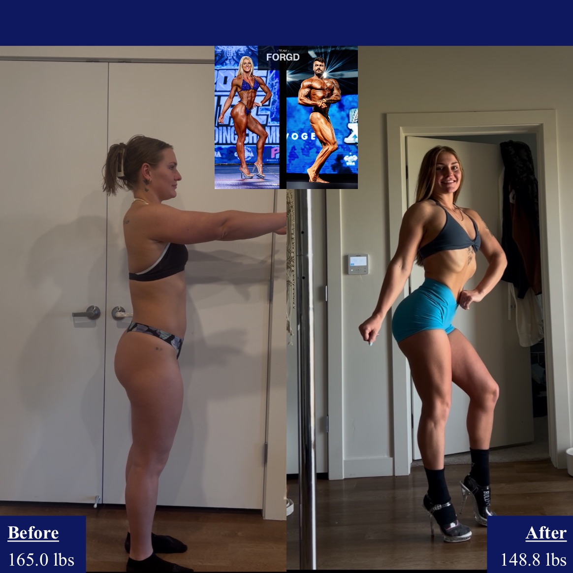 Kayla Olsen, Team Forgd, NPC Bikini Wellness Athlete, Before and After, Transformation, Online Coaching